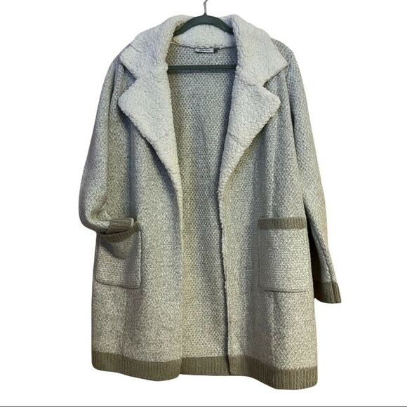 anthropologie women maude vivante Sherpa cardigan Coat beige open front sz s / m - Picture 2 of 9